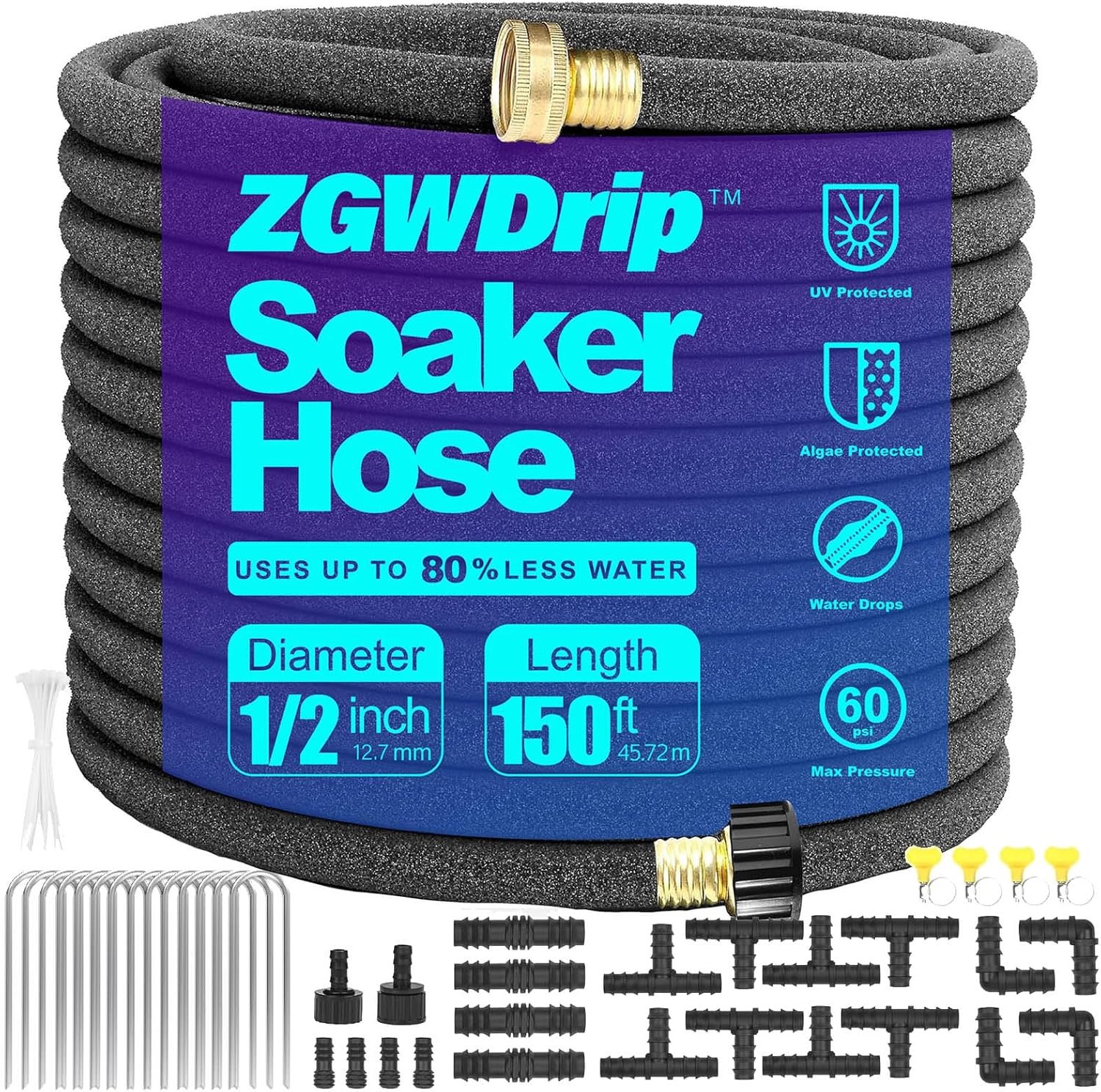Soaker Garden Hose 150ft The soaker garden hose providing even and efficient watering for large garden areas.