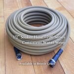 The soaker garden hose made of durable polyurethane, offering flexibility and ease of use.